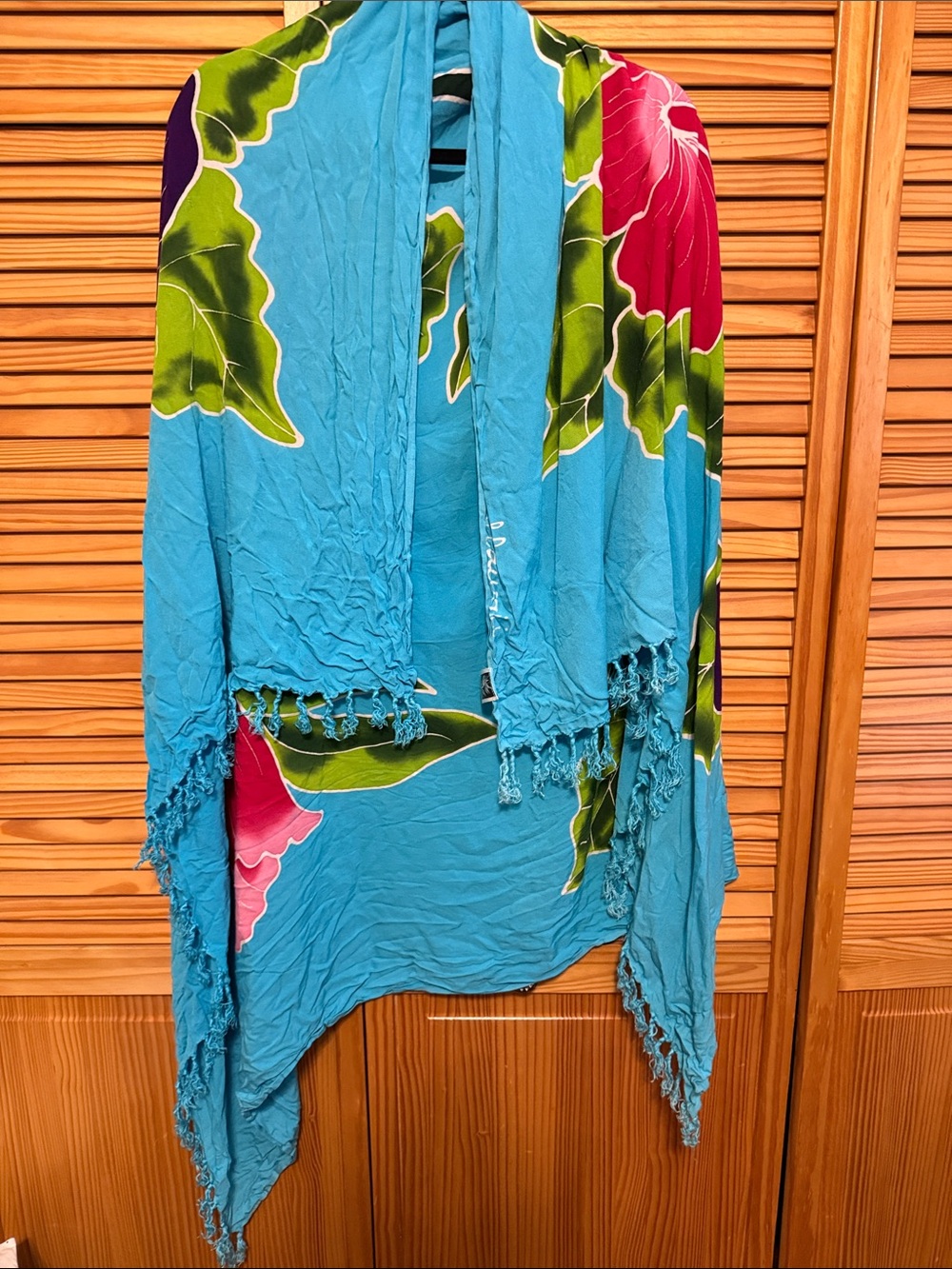 Blue Floral Fringe Wrap
